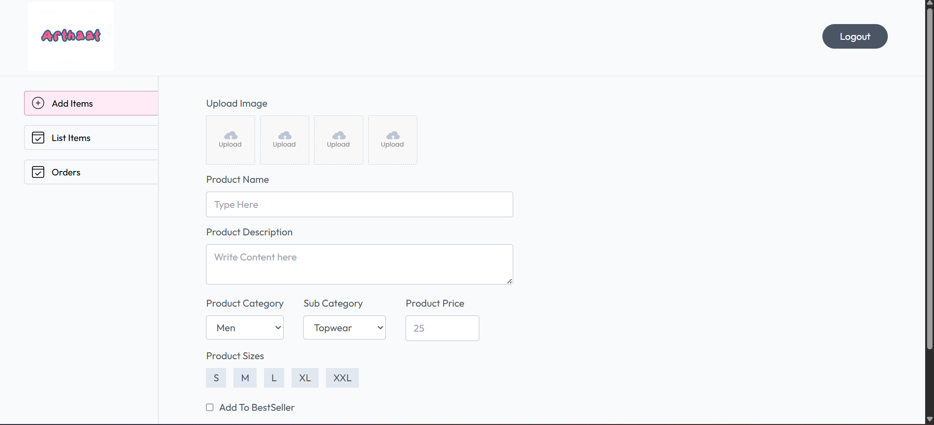 ArtHaat Vendor Portal screenshot
